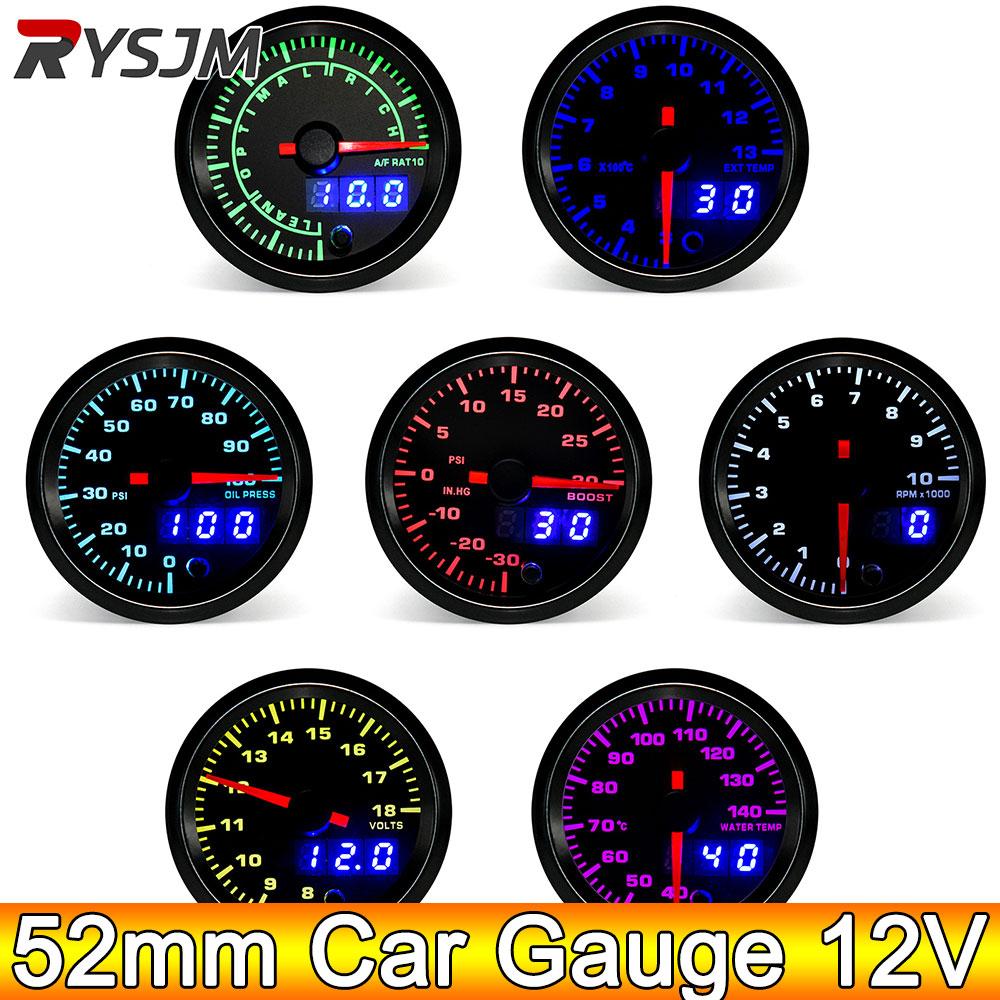 AD 2 "52mm 7 couleurs haute vitesse voiture Boost eau Ttemp huile presse Air carburant rapport voltmètre EGT tachymètre RPM jauge double affichage