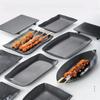 1 Stück Schwarze mattierte Melamin Japanische Sushi Grillplatte Imitation Porzellan Rinderplatte Hot Pot Geschirr