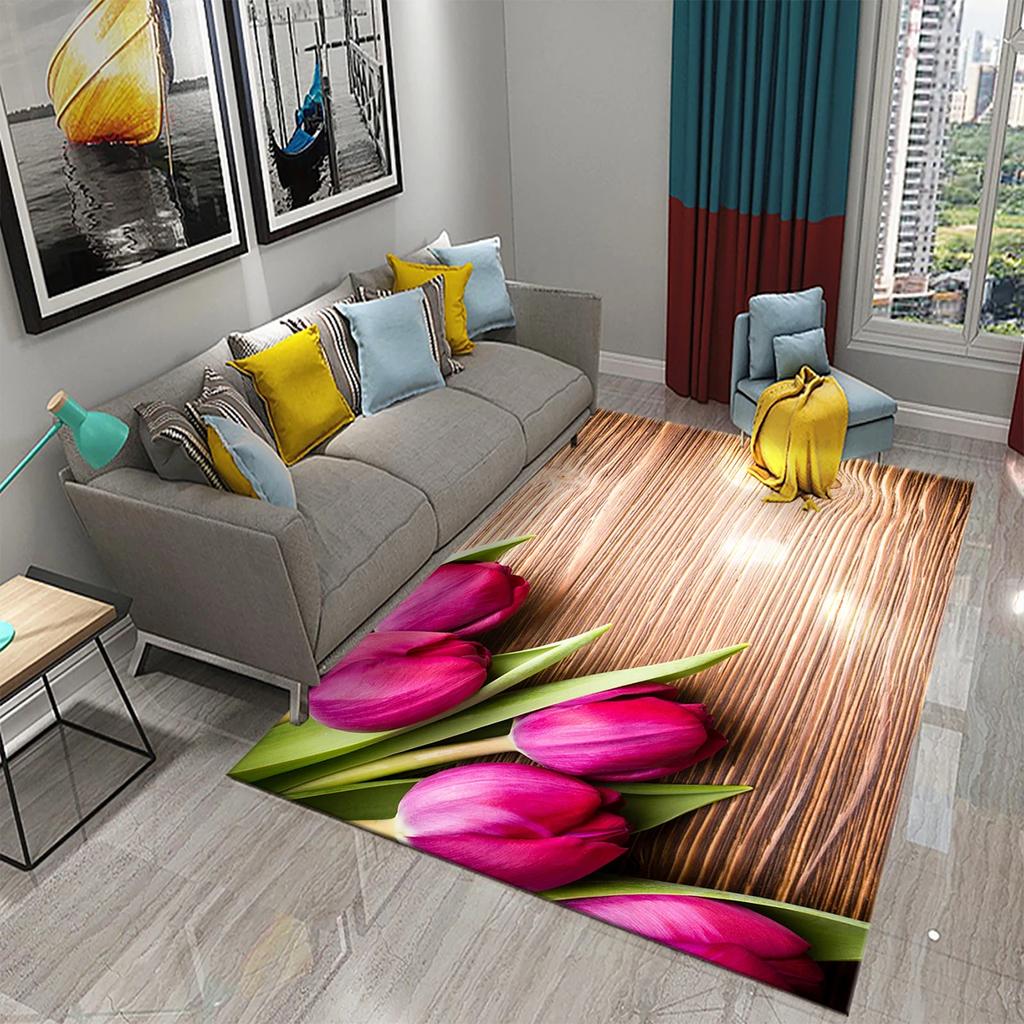 Dielen und Blumen Teppichbrett Blumiger Teppich Retro Landhausstil Rechteckige Bereichsteppiche Yogamatten Schlafzimmer Wohnzimmer Dekor Fußmatte