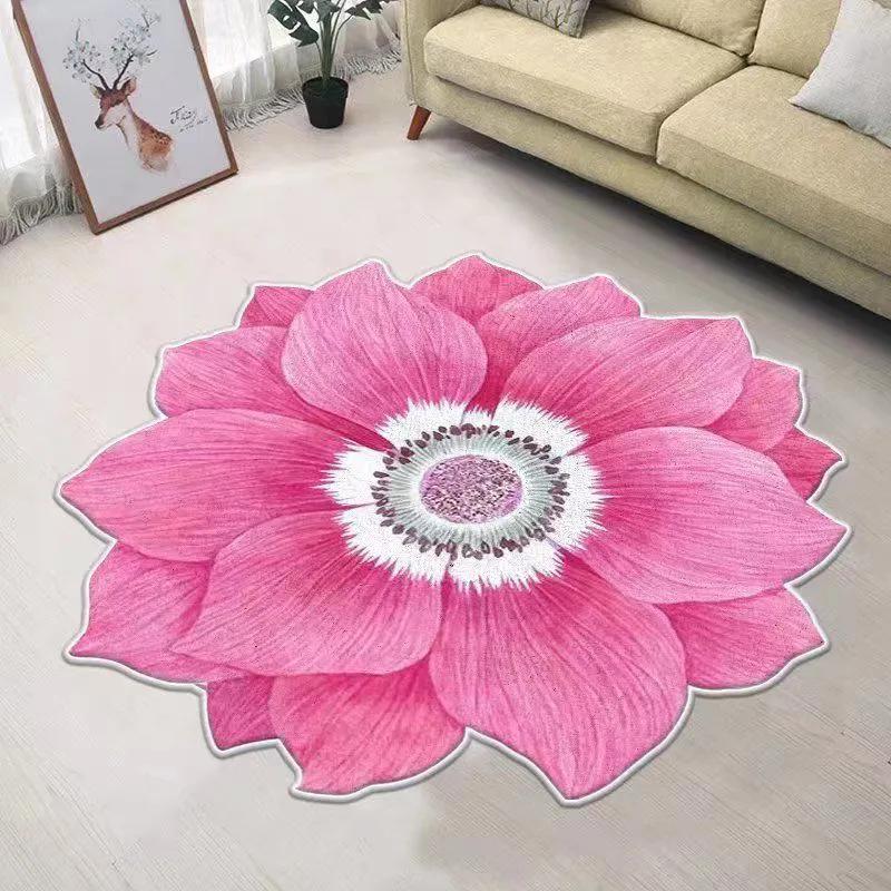 WTEMPO Soft Floor Mats Flower Shaped Printed Carpets Living Room Sofa Table Blankets Bedside Bedroom Foot Mats