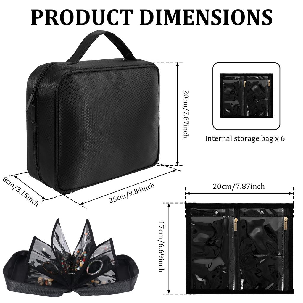 Travel Jewelry Organizer Case Jewelry Bag Jewellery Storage Book Binder with Zipper Velvet Pouch for Traveling Earring