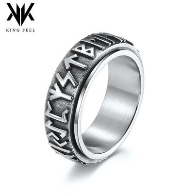 Nordic Viking Rune Rotating Stainless Steel Titanium Ring Band