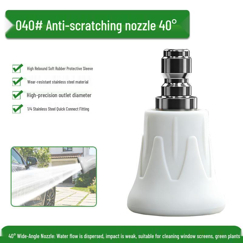 1/4 Quick Connect Colored Fan-Shaped High-Pressure Washer Nozzle with Stainless Steel and Rubber Sleeve