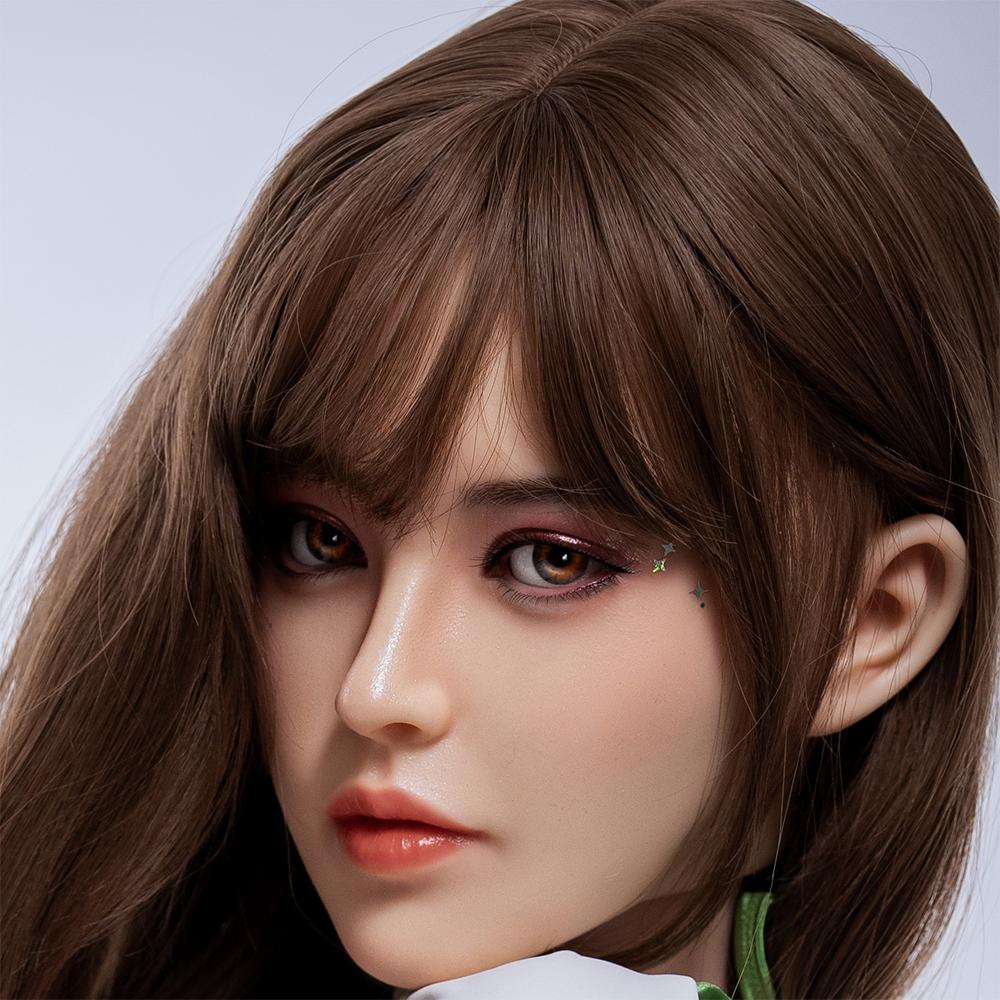 Head with Realistic Oral Function 100% Silicone Compatible with 130-180cm Sex Dolls M16 Thread Interface Wig & Implant Hair Options 3kg