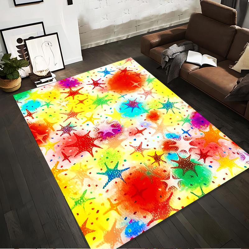 Colorful Abstract Starburst Pattern Carpet for Living Room Decor Suitable for use as an anti-slip for living room bedroom sofas
