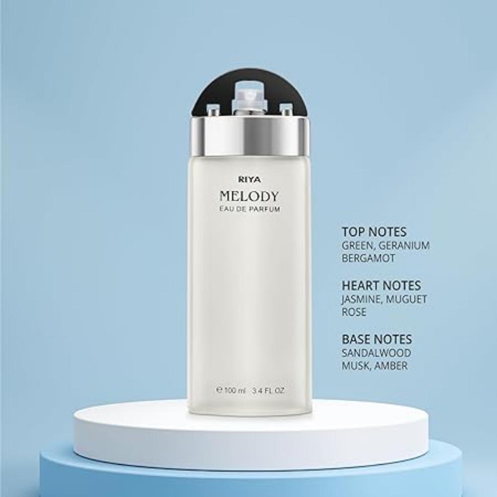 

Riya Melody Духи для женщин Eau De Parfum | Спрей Цветочный Цитрусовый | 100 МЛ | Мягкий аромат | | Ощущение утренней свежести | Женская парфюмерия 100 ,ml