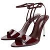 Zara Sandali con Tacco Metallico e Cinturino alla Caviglia in Vernice Bordo Donna 13810510624