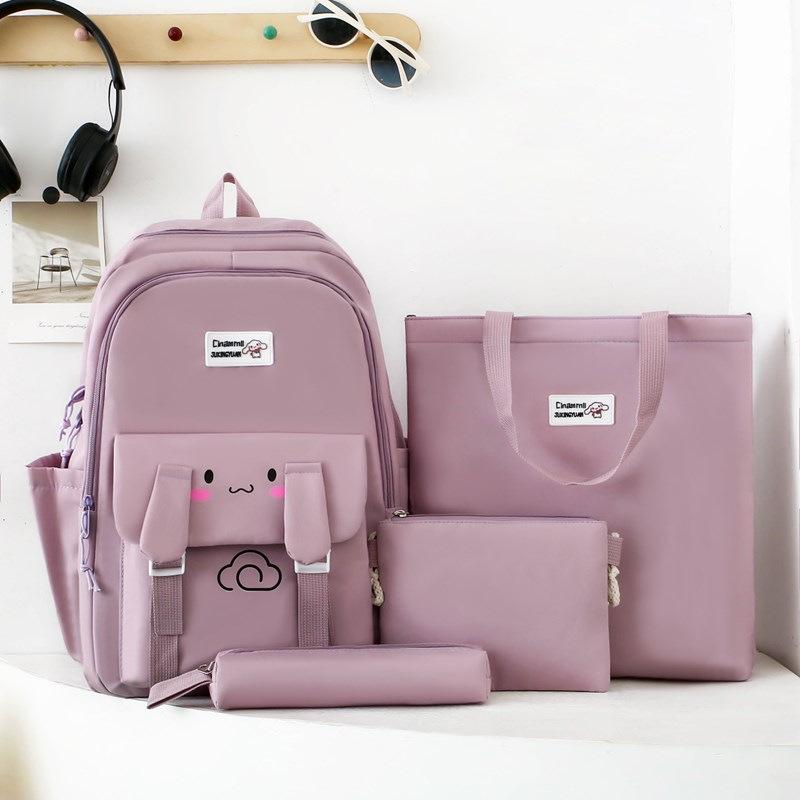 Cute Backpack Female Junior High School Student Backpack Primary School, High School, College Travel Backpack Large Capacity Multi Piece Set Bag
