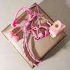 Exquisite Woven Maillard Bow Rope Pendant Earphone Gifts Mini Bow Faux Leather Bag Accessories for Women