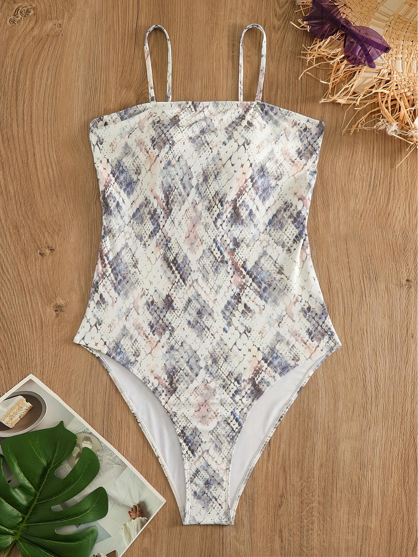 

Женский сексуальный слитный купальник со змеиным принтом, с контролем живота, утягивающий, больших размеров - Европейский и американский пляжный костюм 4XL слоновая кость