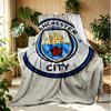 Football Team City FC Pattern Blanket for Home Decoration, Bed, Sofa, Car Travel, Camping, Suitable for All Seasons, Birthday Christmas Gift