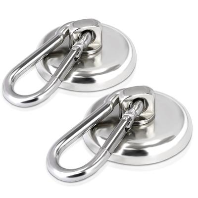 Set mit 2 Superstarken Magnetischen Karabinern 36mm Neodym für Wand-, Außen- und Bürogebrauch Haken, Durchmesser, 360-Grad drehbar, Magnete, Rostbeständig,