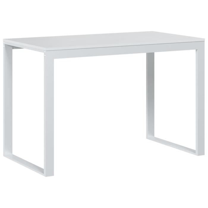 VidaXL Bureau d'ordinateur Blanc 110x60x73 cm Aggloméré, Blanc, métal