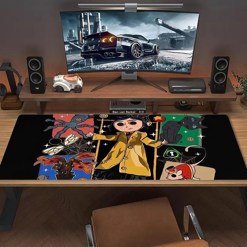 Coraline Print Cushion Non-slip Laptop Tablet Big Mousepad XXL Mat Mini PC Playmat With Lock edge