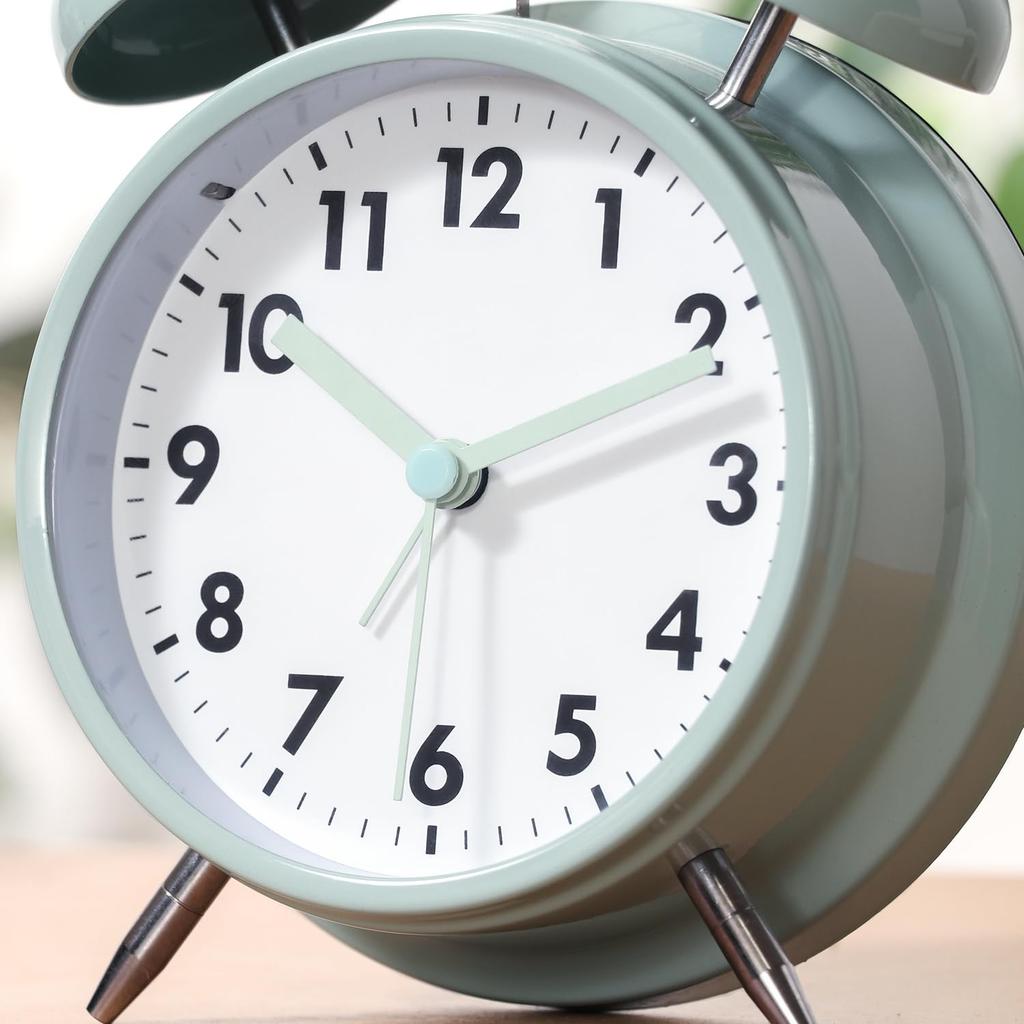 Fuji Boeki Table Clock, Pale Blue, 11.7cm (W) X 5.5cm (D) X 17cm (H), Bell Alarm Clock, 32703