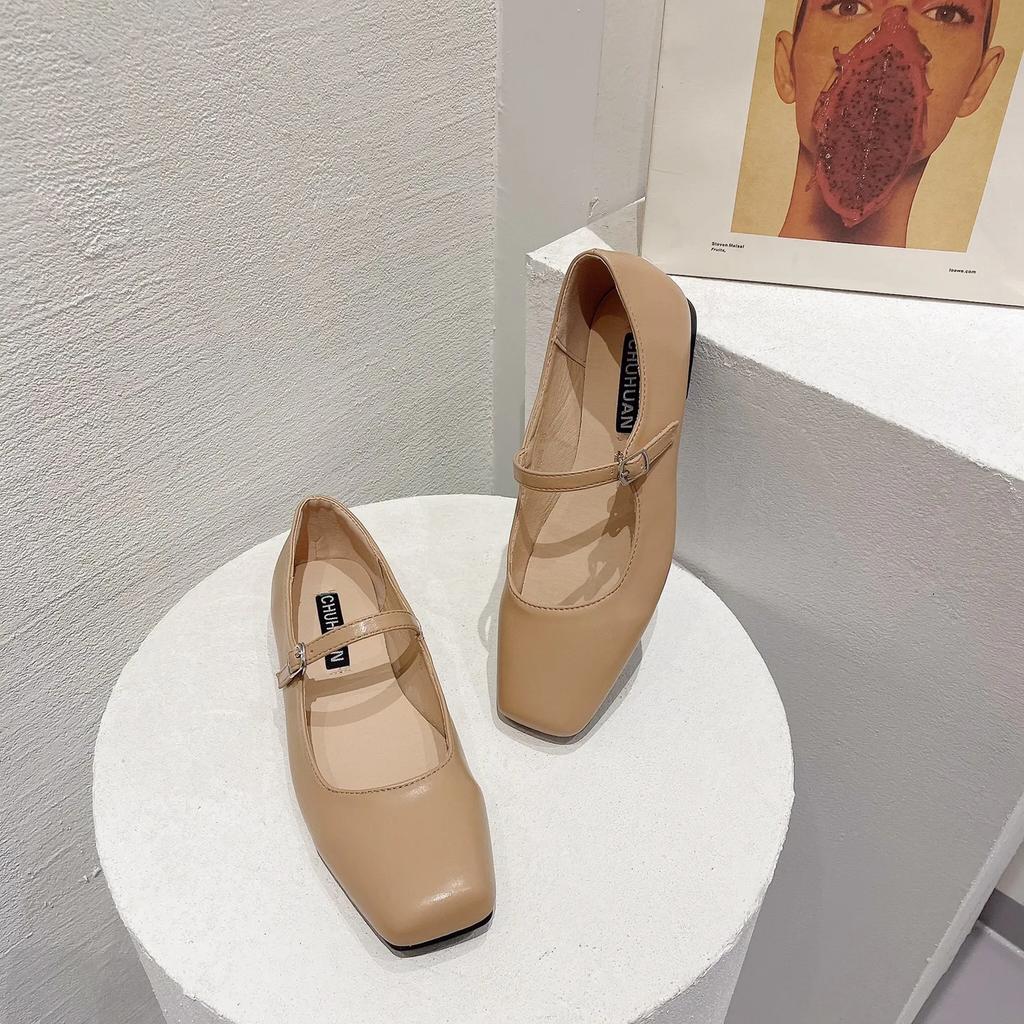 Fashion Flat Shoes for Women 2025 Spring Autumn Mary Janes Shoes Square Toe Shallow Casual Ladies Shoes Women's Plus Size 41-43 loafers