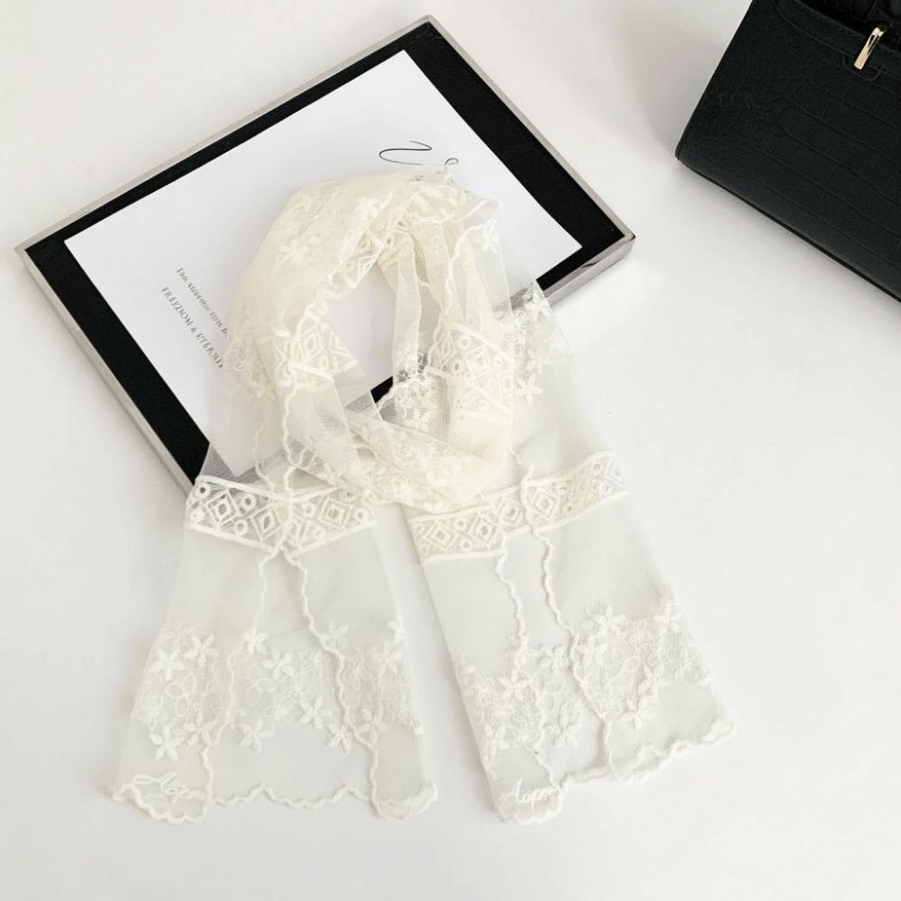

Breathable Mesh Lace Scarf Lightweight Female Headscarf Retro Sunscreen Shawl Summer білий