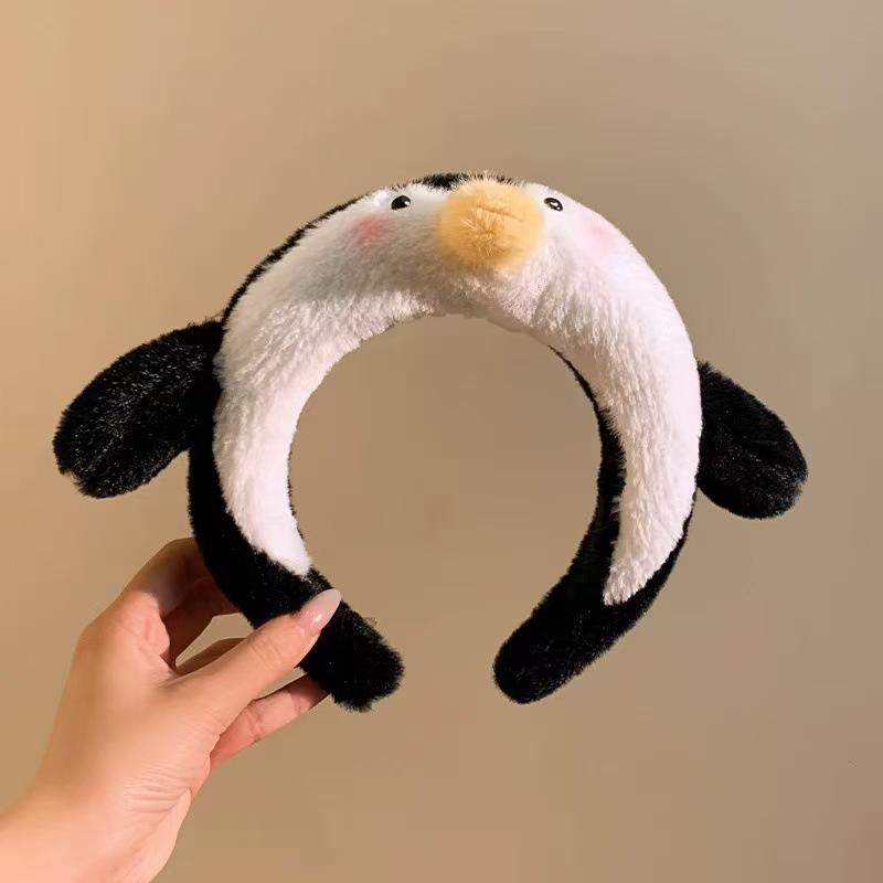 

2025 Cute Penguin Plush Headband for Skincare and Makeup - High Skull Design