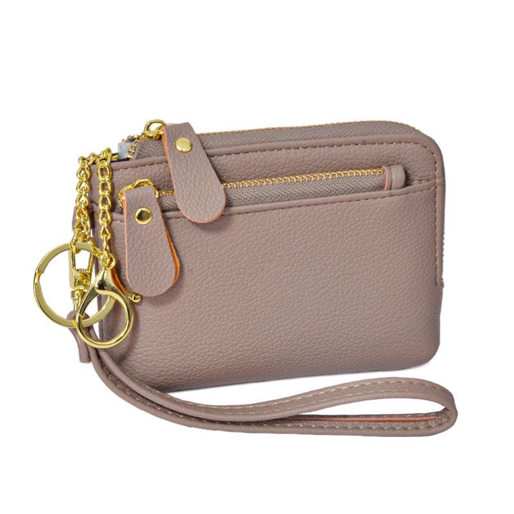 

Ручной клатч Женский короткий кошелек на молнии из ПУ Кошелек для монет Держатель для карт Сумка для хранения помады Повседневный хаки