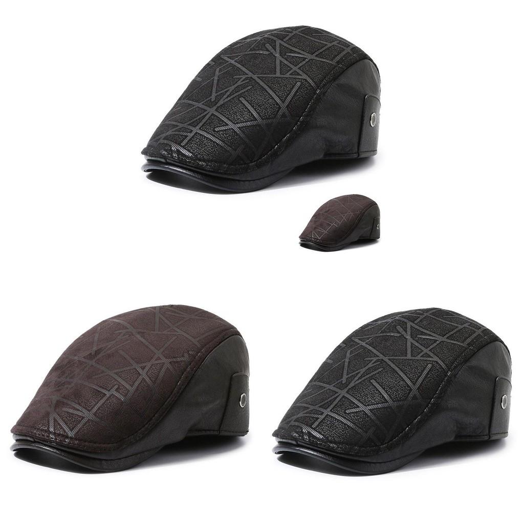 Men Beret Hats Ear Protection Cap Warm Winter Protection Leather Gifts Caps
