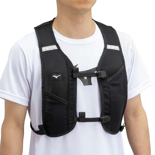 Mizuno J3GDC021 Mesh Backpack, Lightweight, for Sports, Running, Smartphones, Reflective, Unisex, Black x Light Gray, L26 x H38