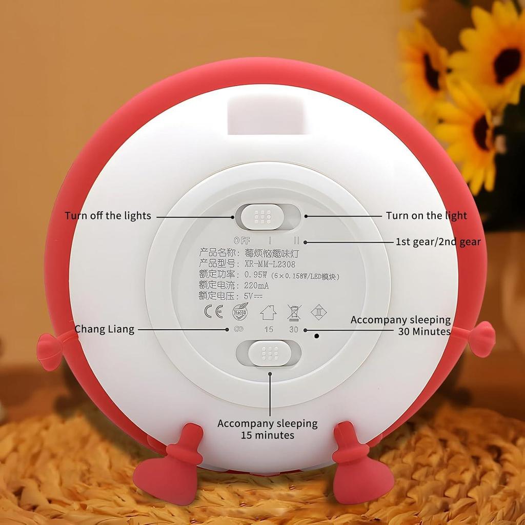 Strawberry Silicone Night Lamp for Kids – Cute Rechargeable LED Light with Tap Control & 8 Color Modes | Soft Touch Nursery Lamp