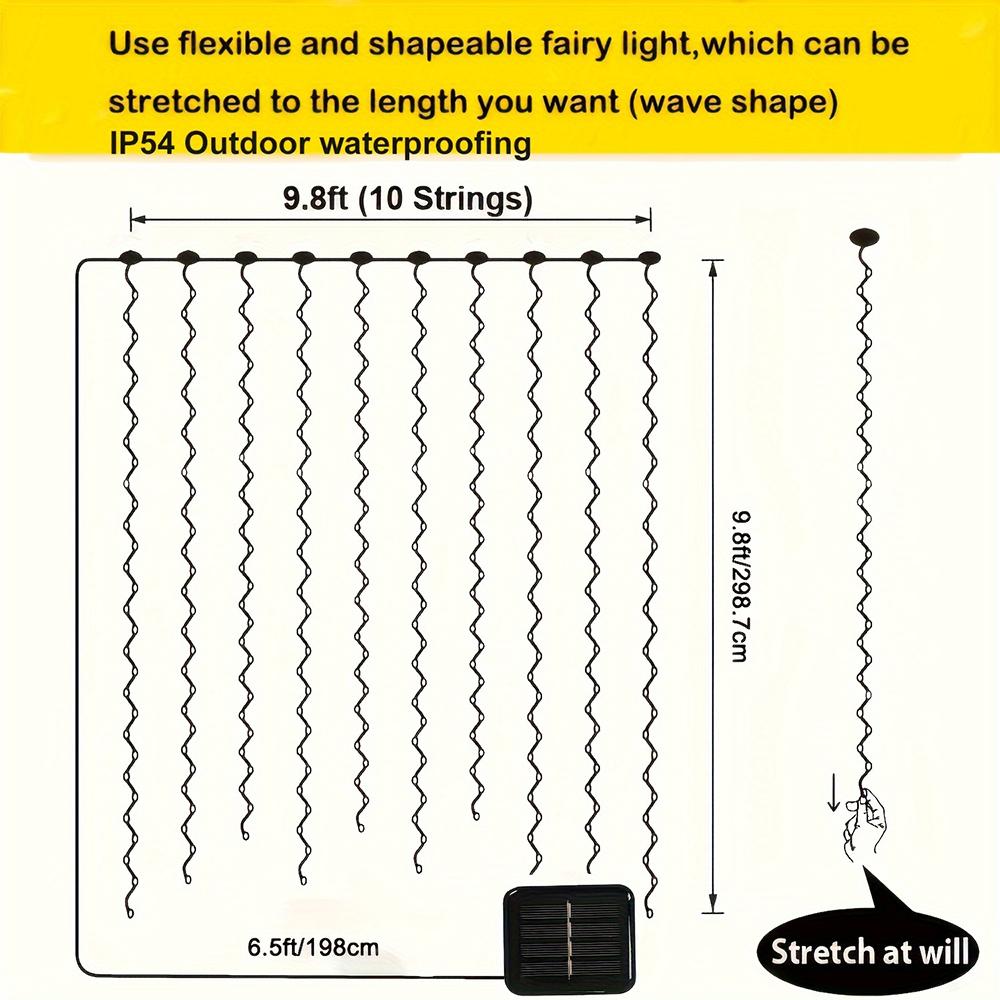300 LEDS Outdoor Solar Curtain Light Waterproof Waterfall Lamp for Christmas Garden Yard Patio Umbrella Decor Solar Fairy Light