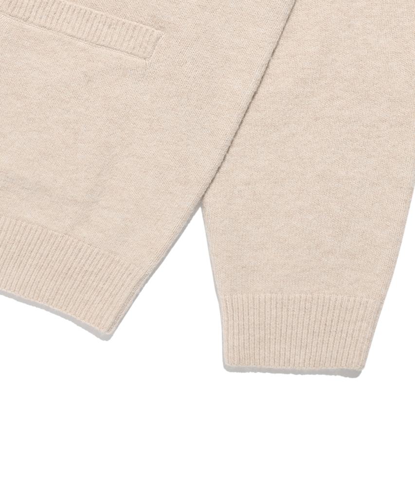 Wacky Willy Typo Logo Round Neck Cardigan Beige