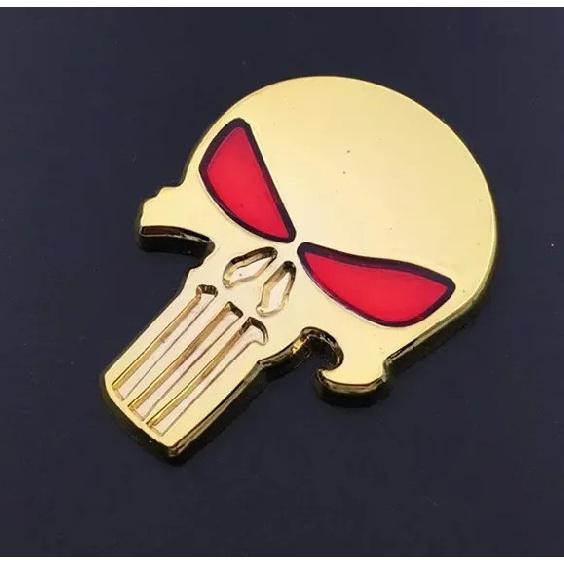1PC 3D Metal Punisher Skull Skeleton Head Emblem Sticker Modified Scratch Fuel Tank Sticker Decoration Car Accessories