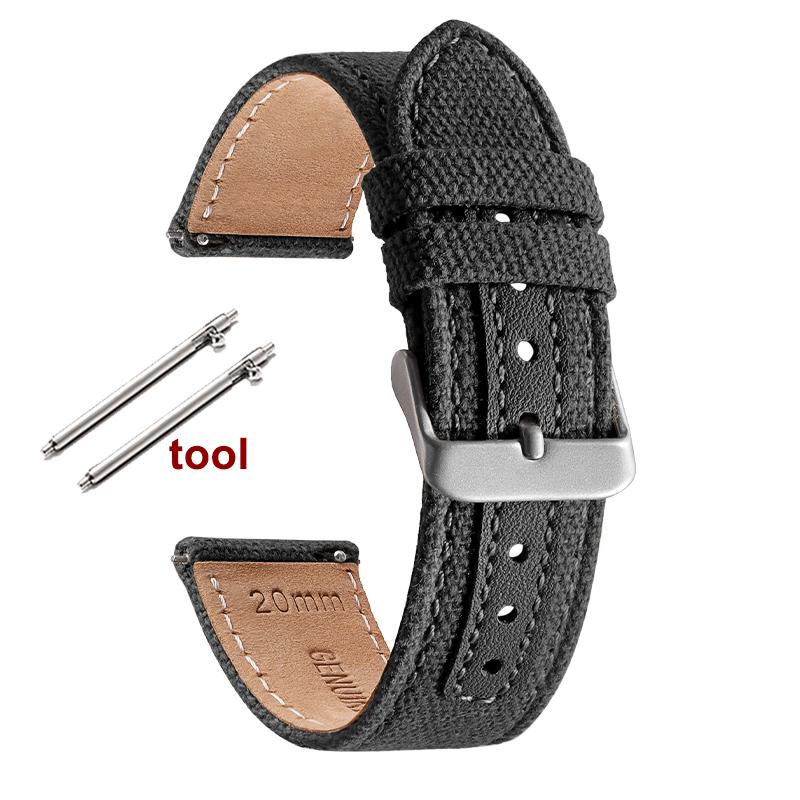 20mm 22mm Braided Canvas Watch Band for Samsung Galaxy 3/4 40mm 44mm Classic 46/42mm Quick Release Bracelet for Huawei Straps
