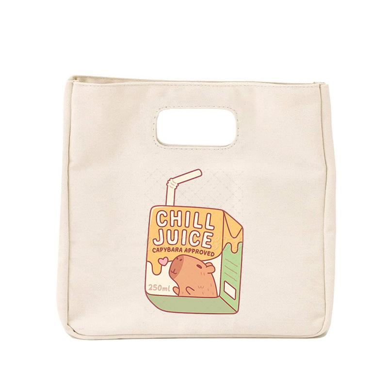 

Сумка-бенто женская модная универсальная портативная сумка для хранения с забавным принтом капибары, холщовая сумка no specification