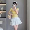 Women High Waist A-line Puffy Tiered Skirt Lace Ruffle Anti-light Princess Mini Skirt Summer 2025