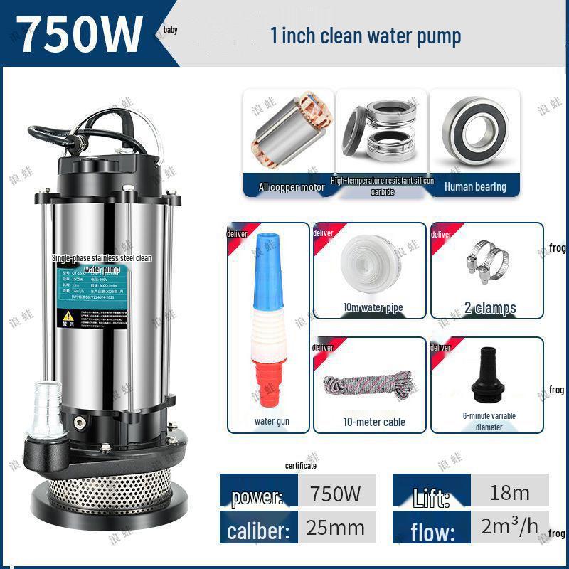 Copper Core 220V Stainless Steel Submersible Water Pump for Household, Sewage, and Agricultural Use
