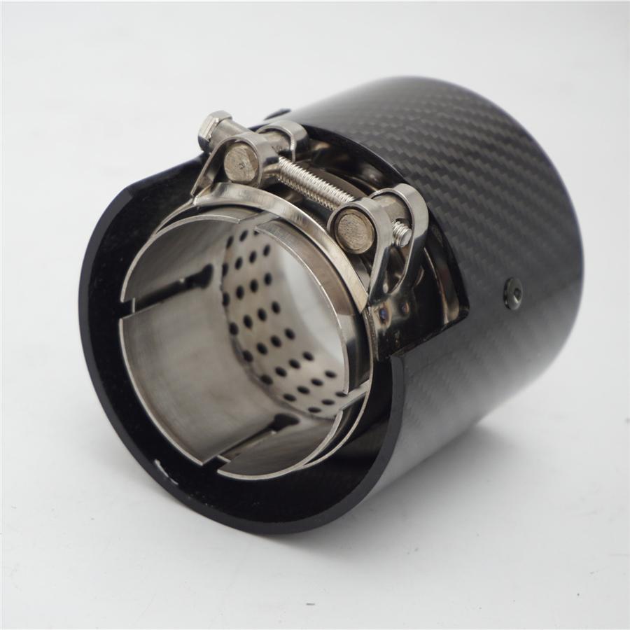 Car Carbon Fiber Exhaust End Tail Tips 63mm In