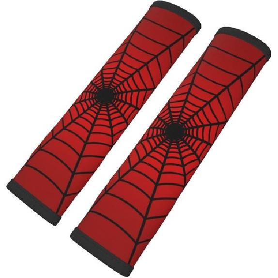 Stylish Red Spider Web Seat Belt Covers Soft Comfortable Shoulder Red Spider Web