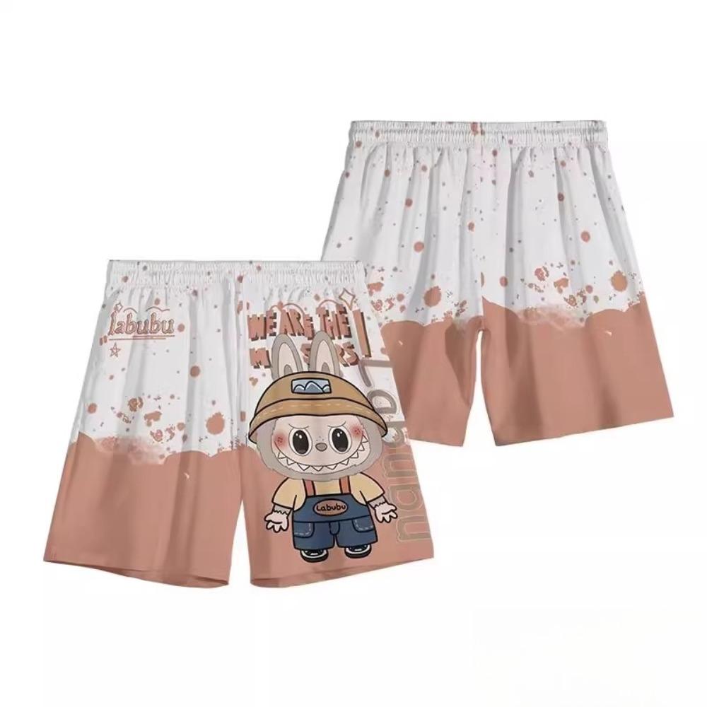 

Милые мультяшные футболки и шорты с 3D-принтом Labubu 2025 Лето Мужские, женские и детские быстросохнущие футболки и брюки Повседневные топы 140