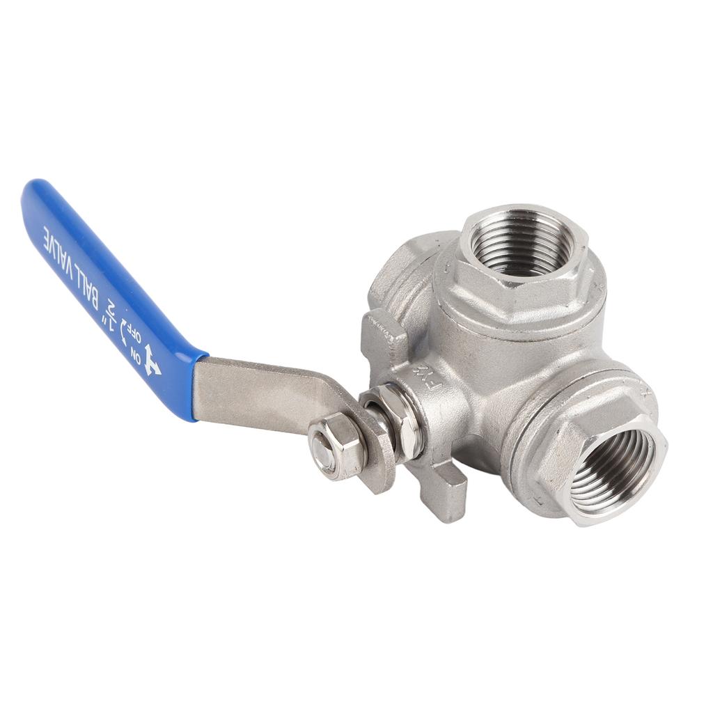 Stainless Steel SUS304 Pipe T Port Ball Valve Three Way Type Female Thread DN15