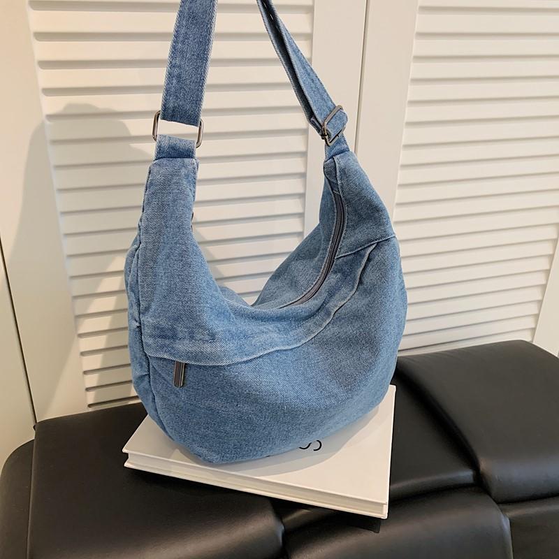 Crossbody Bag Large Capacity Denim Bag Women's Retro Shoulder Bag