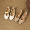 Fashion Women's new leather cowhide round toe spring and autumn low heel large size comfortable casual Mary Jane single shoe