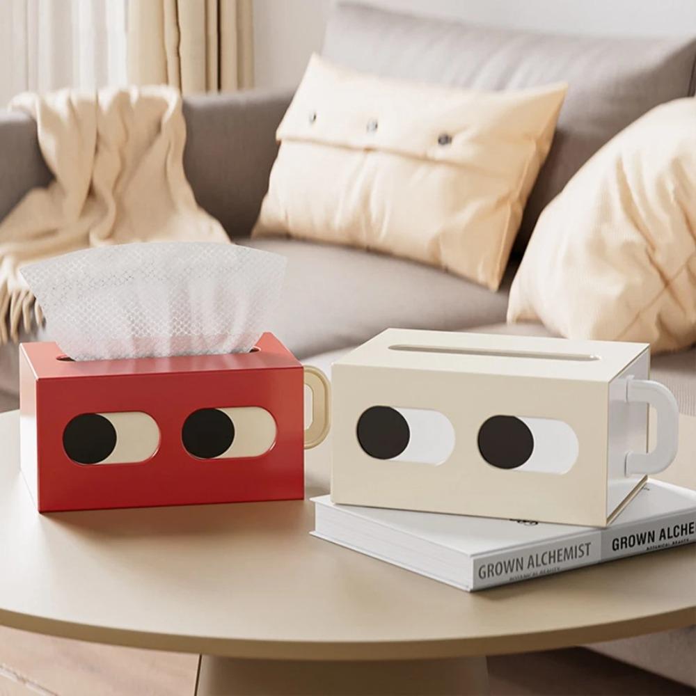 

Multifunctional Paper Towel Box Cute Expression Storage Tissue Holder Table Decoration бежевий