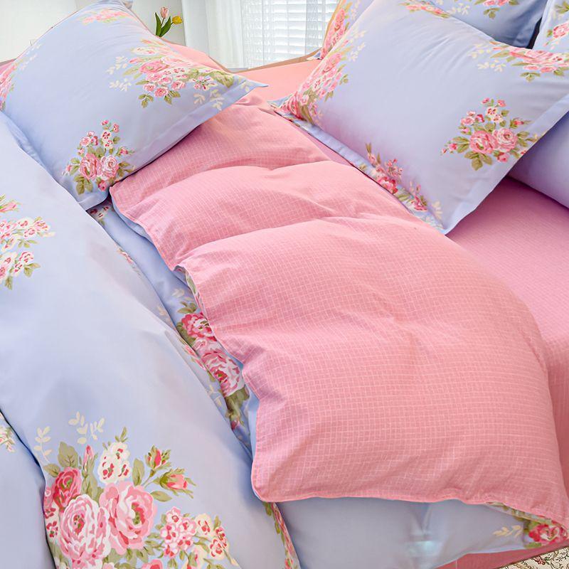 

Простой хлопковый комплект постельного белья из четырех предметов класса А в стиле принцессы с принтом пододеяльник простыня для общежития трехпредметный пододеяльник 1.2m three-piece set