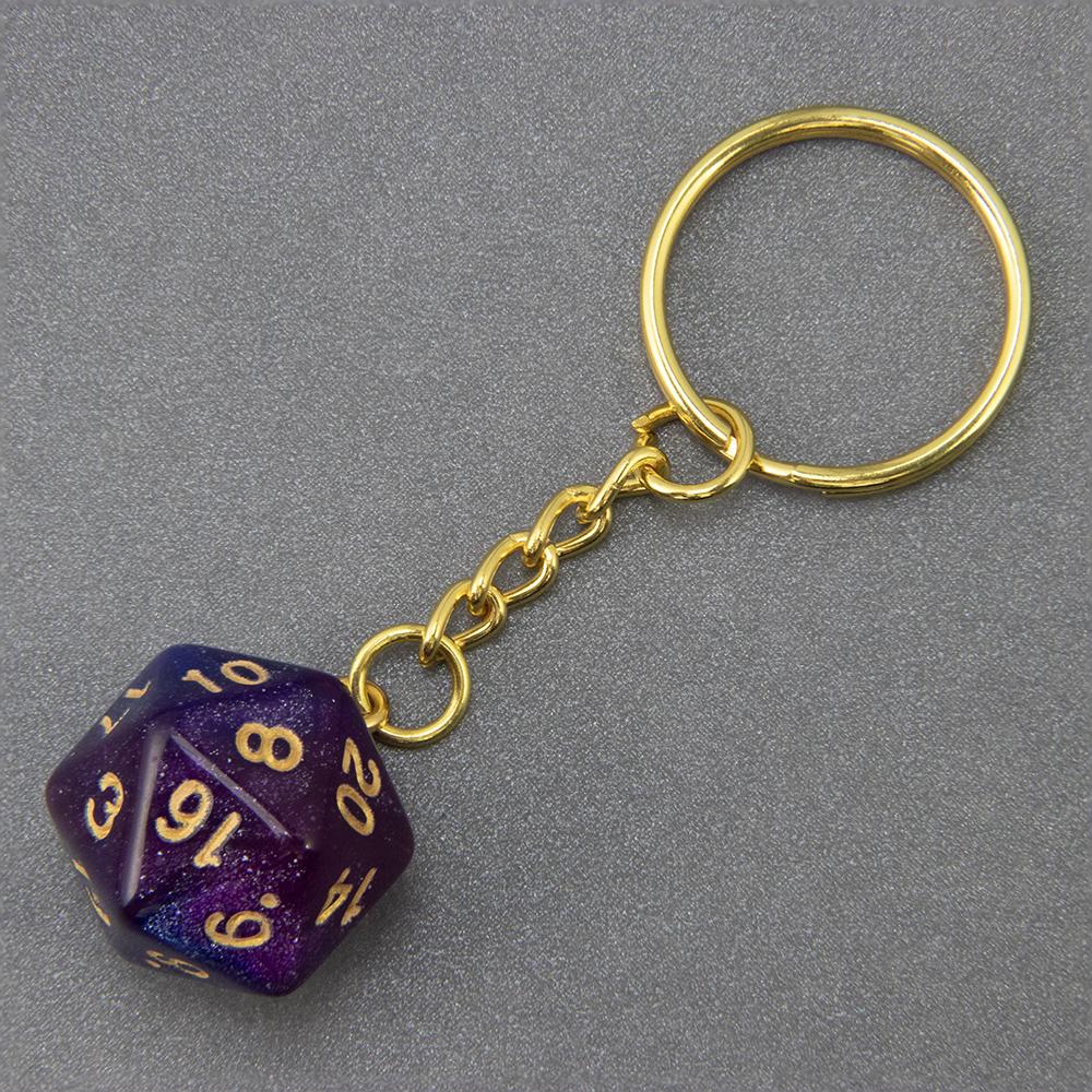 Galaxy D20 Dice Keychain Fashion Keyring Ornament Key Chain Pendant Men Kids Toys Gifts