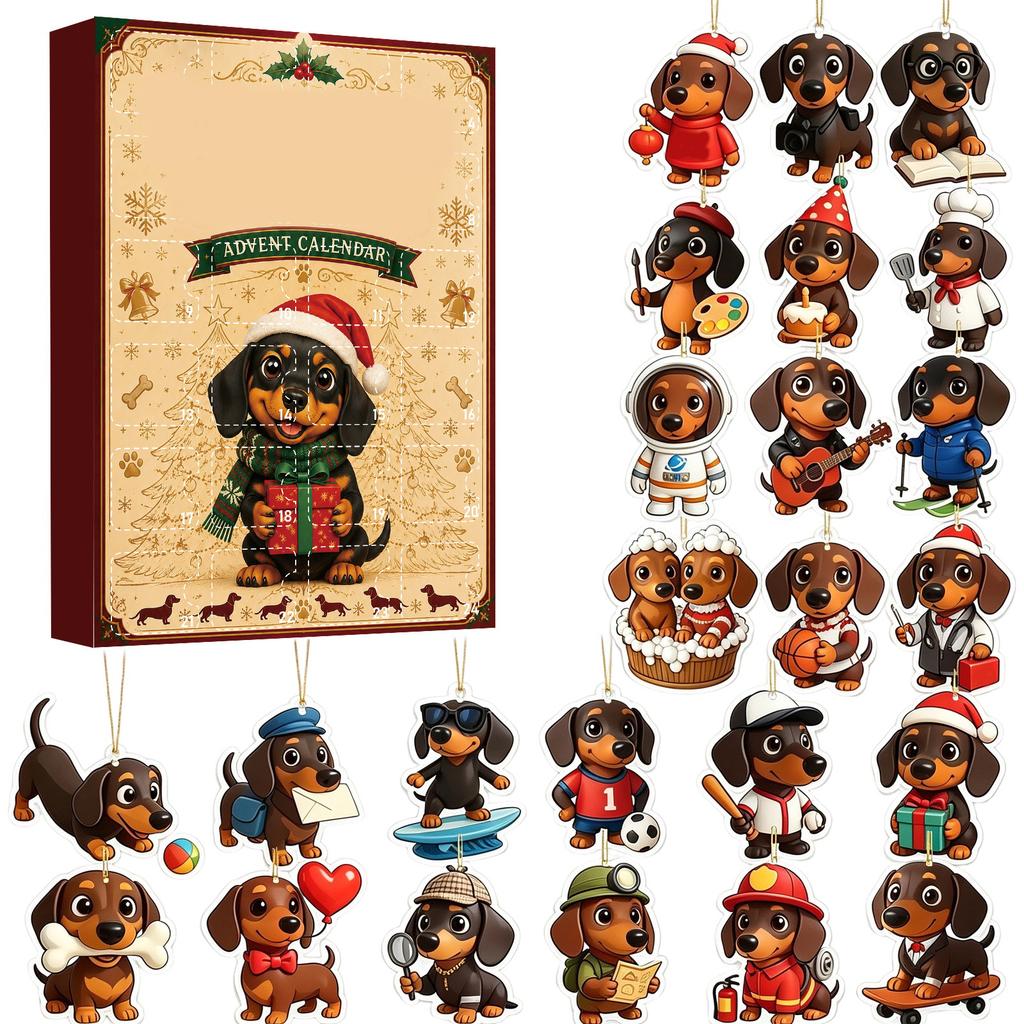 Pack 2D Acrylic Christmas Ornaments Holiday Advent Hanging Decor Gift Box