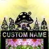 Unique Customizable Art Deco Mushroom House Garden Stake Metal Lawn Ornament Durable Home Valentine Gift