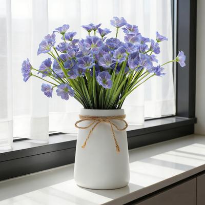 Viola Artificiale Realistica Fiore Finto a Gambo Lungo Casa Ufficio Matrimonio Festa Centrotavola Interno Esterno Finta Fioritura Decorazione