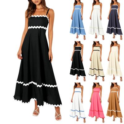 Vestido sin tirantes ajustable sin mangas de color sólido sexy de moda para mujer