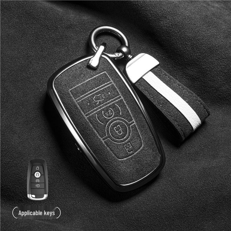 Luxury Suede Key Covers for Ford Explorer ST, Escape, Edge, 4WD, Mondeo, and EVOS