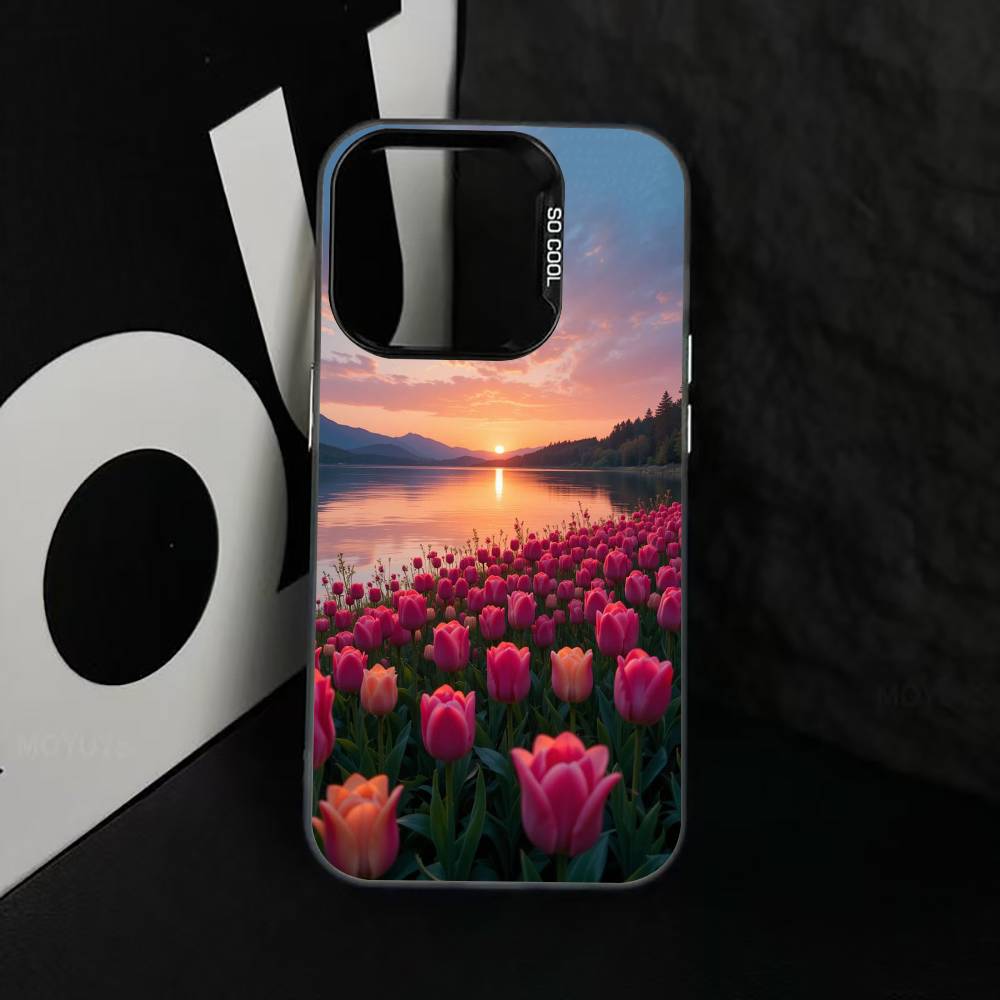 

Super Beautiful Tulip Phone Case For iPhone 17,16,15,14,13,12,11 Plus,Pro Max,XS,Colored Silver Plated Inside Cover iPhone12
