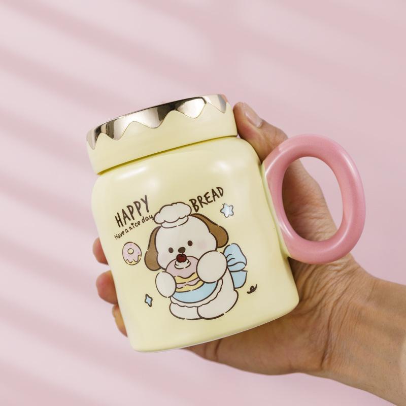 Creative Cartoon Bear Ceramic Cup Home Office Cup Couple Mug Store Celebration Souvenir Mirror Water Cup