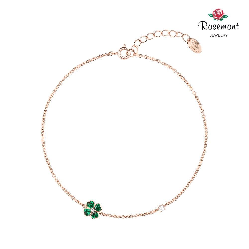[Rosemont] Silver Green Clover Anklet Ra25B49A